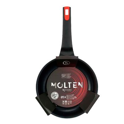 Padella in ghisa fusa per induzione da 24 cm. Colore: nero/rosso.
