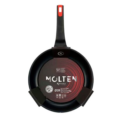 Padella in ghisa fusa per induzione da 28 cm. Colore: nero/rosso.