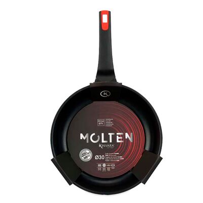 Padella antiaderente in alluminio pressofuso da 30 cm.Colore: Nero/Rosso
