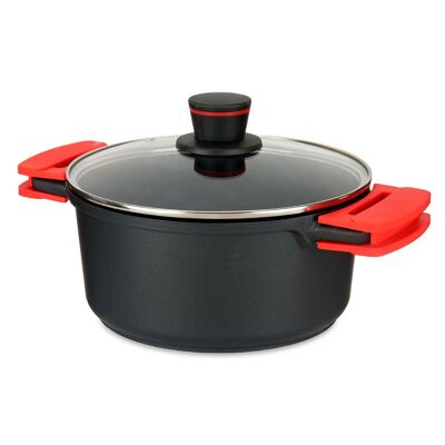 Padella in ghisa fusa per induzione da 24 cm. Colore: nero/rosso.