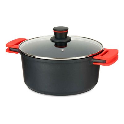 Padella in ghisa fusa per induzione da 28 cm. Colore: nero/rosso.