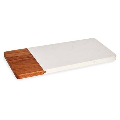 WOOD AND WHITE MARBLE CUTTING BOARD 30CM Color: White/Wood