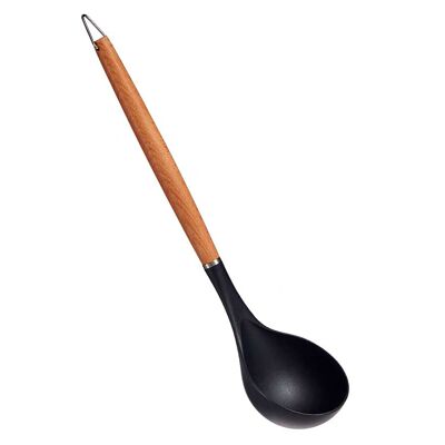 NYLON SPOON BEECH WOOD HANDLE 32.5CM Color: Wood/Black
