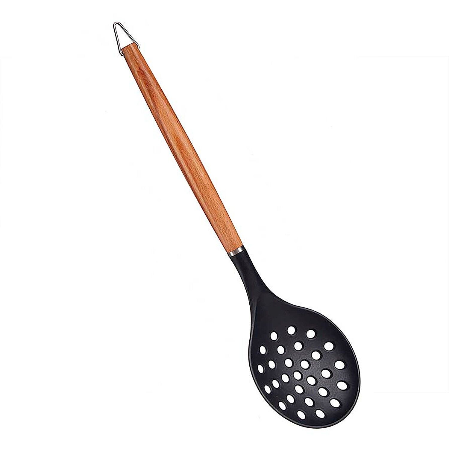 ESPUMADERA NYLON MANGO MADERA DE HAYA 34,3CM Color:Madera/Negro