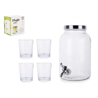 SET 5 PZS VIDRIO GRIFO 3L y 4 VASOS Color:Transparente