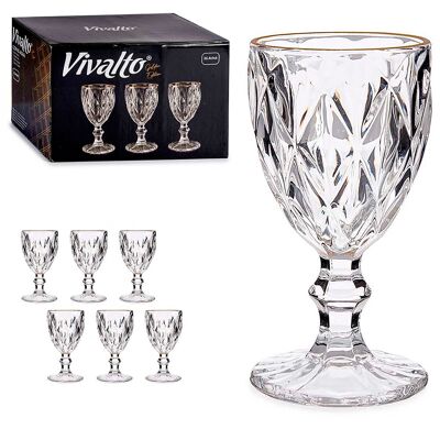 PACK 5 COPAS AGUA 254ML DIAMANTE FILO ORO Color:Transparente/Oro
