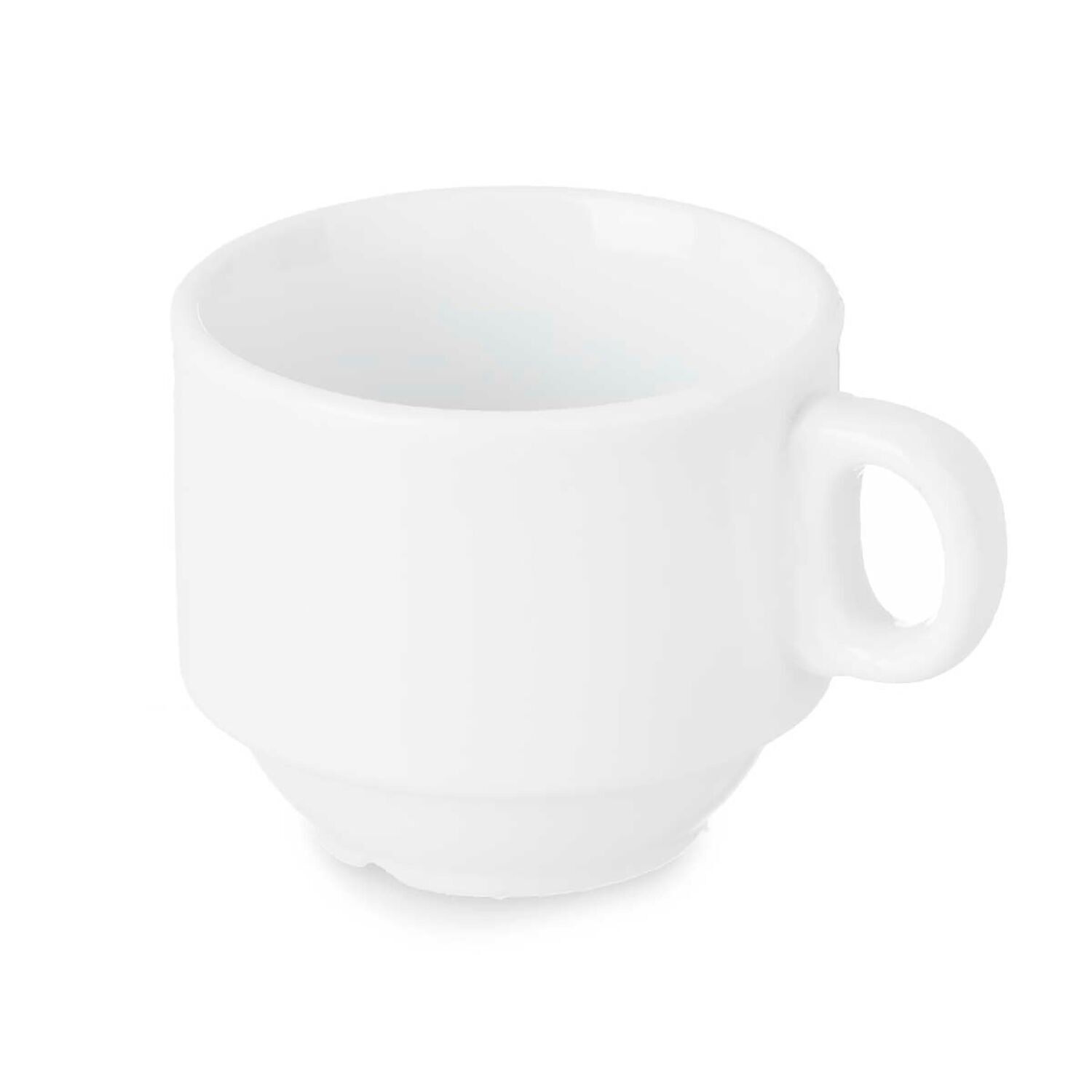 PACK 12 TAZAS PORCELANA APILABLE 90 ML Color:Blanco