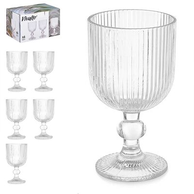 PACK 6 COPAS VINO 260ML TRANSPARENTE RAYAS Color:Transparente