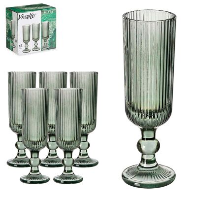 PACK 6 COPAS CHAMPAGNE 160ML VERDE MUSGO RAYAS Color:Verde