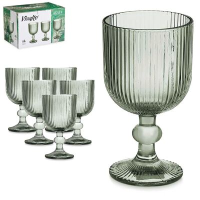 PACK 6 COPAS VINO 260ML VERDE MUSGO RAYAS Color:Verde