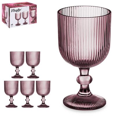PACK 6 COPAS AGUA 370ML ROSA RAYAS Color:Rosa