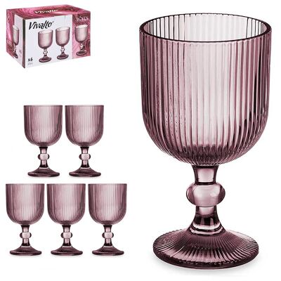 PACK 6 COPAS VINO 260ML ROSA RAYAS Color:Rosa