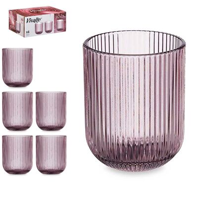 PACK 6 VASOS BAJO 270ML ROSA RAYAS Color:Rosa