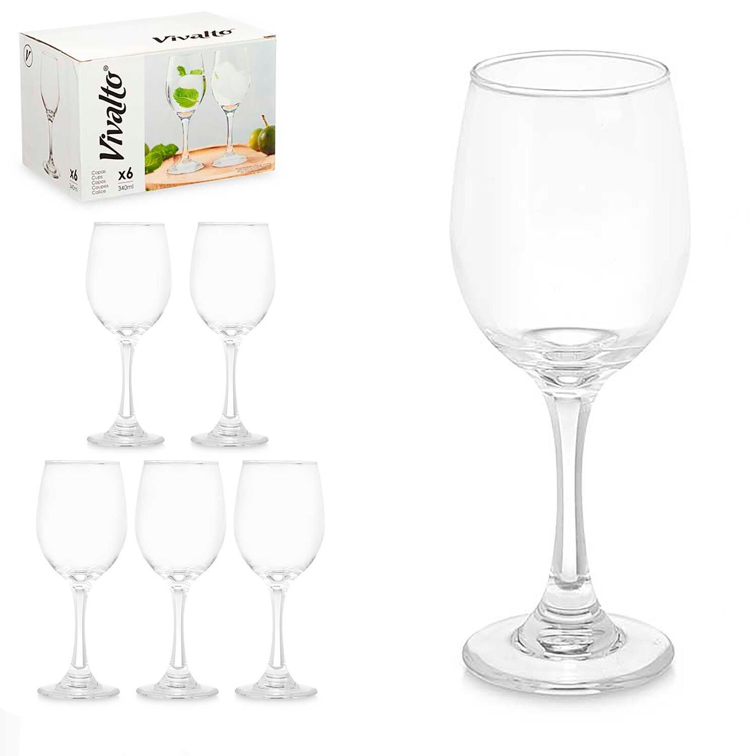 PACK OF 6 WATER GLASSES 340ML Color: Transparent