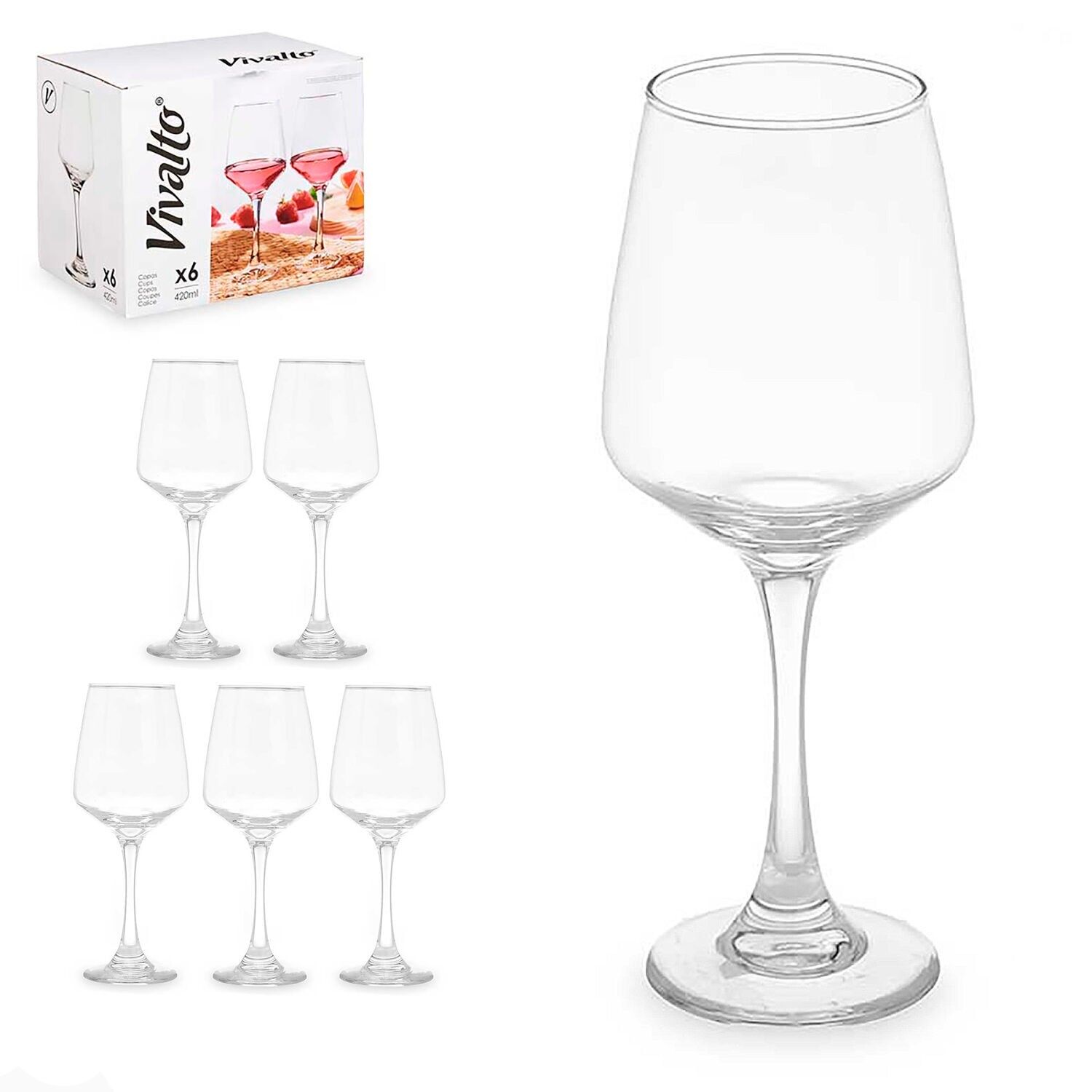 PACK OF 6 CONICAL CUPS 420ML Color:Transparent