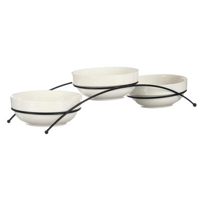 SET OF 3 ROUND WHITE PORCELAIN BOWLS 350ML WITH SUPPORT Color: White