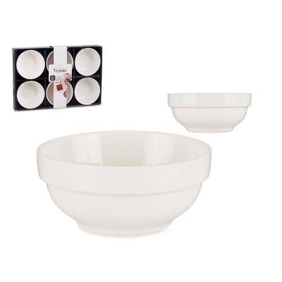 Set de 6 cuencos para aperitivos de porcelana blanca. Color:Blanco