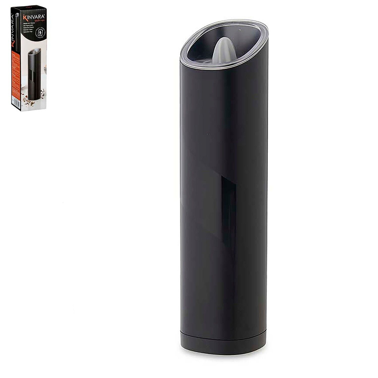 Sale e pepe elettrico con luce LED e macina in ceramica. Colore: nero.