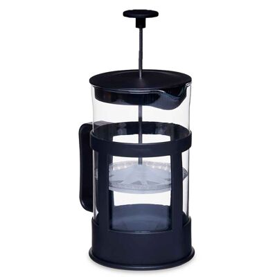 Teiera in vetro di plastica con stantuffo 600ml Colore: Nero