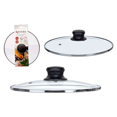 SILVER EDGE GLASS LID 22 CM Color:Silver