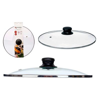 SILVER EDGE GLASS LID 30 CM Color:Silver