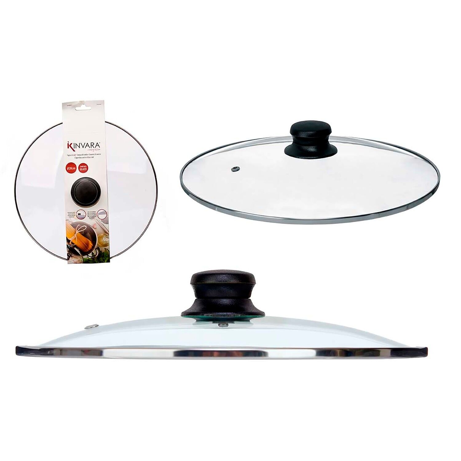 Coperchio in vetro con bordo argentato da 28 cm.Colore: argento