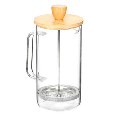 BOROSILICATE PLUNGER TEAPOT WITH BAMBOO LID 600ML Color: Transparent