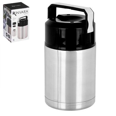 Thermos alimentaire en acier 1 L Couleur : Argent/Noir