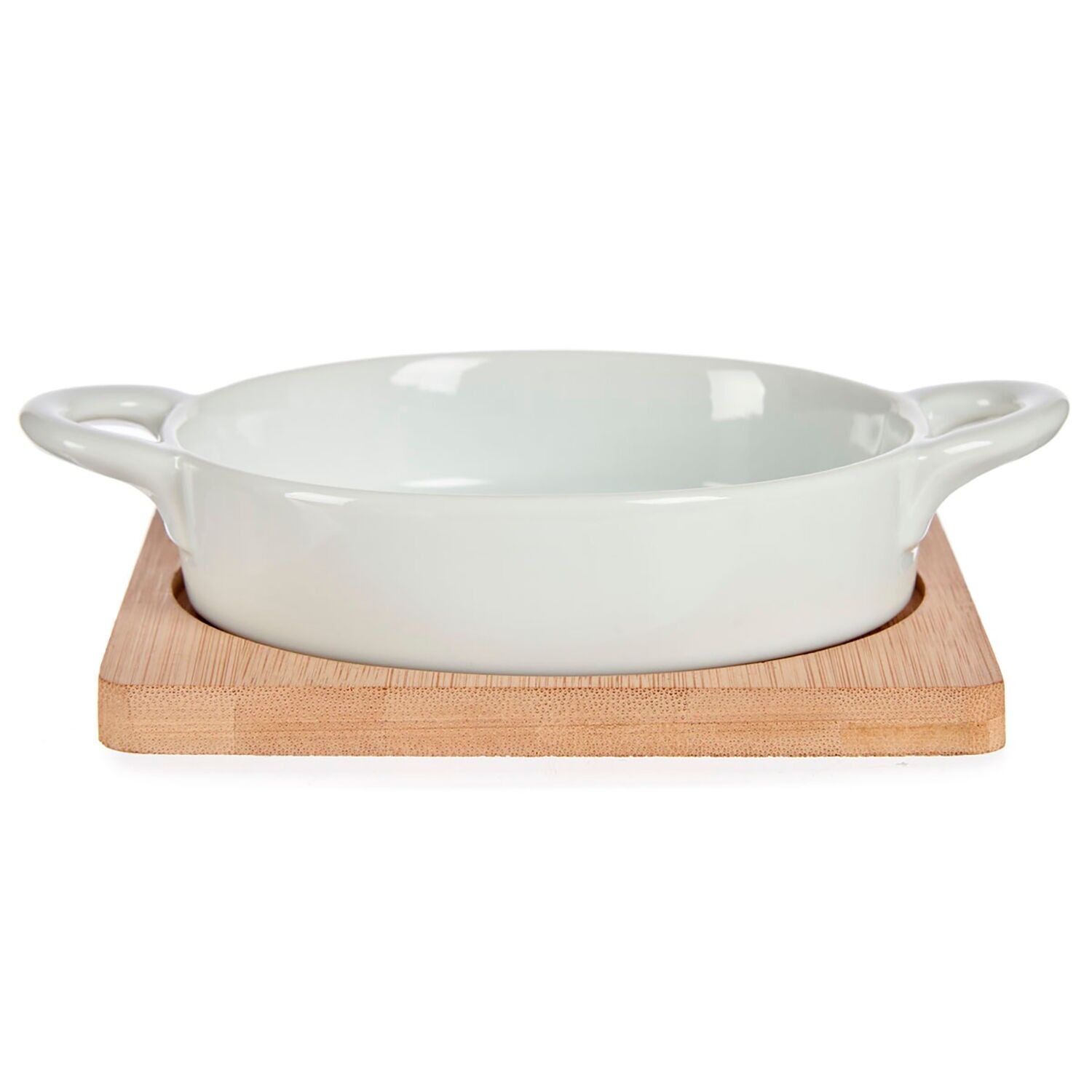 VASSOIO ROTONDO CON BASE IN BAMBÙ 12,5 CM Colore: Bianco