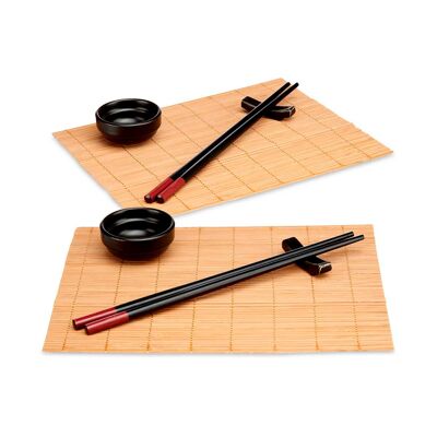 8-PIECE CERAMIC AND BAMBOO SUSHI SET Color: Wood