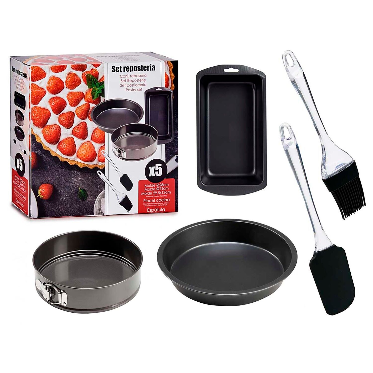 SET 3 PASTRY MOLDS SPATULA AND BRUSH Color:Black