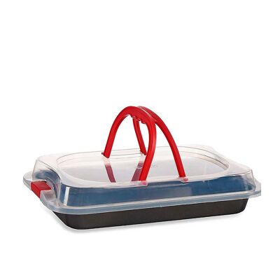Rectangular iron pan with lid Color: Black