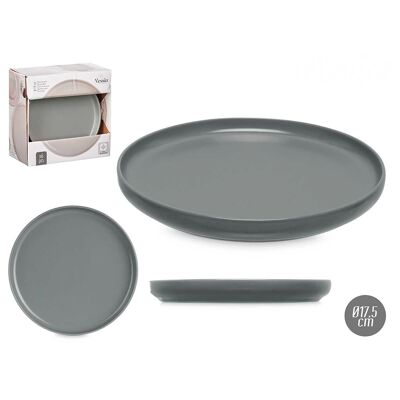 LOT DE 6 ASSIETTES À DESSERT EN GRÈS GRIS FONCÉ 20.5CM Couleur : Gris