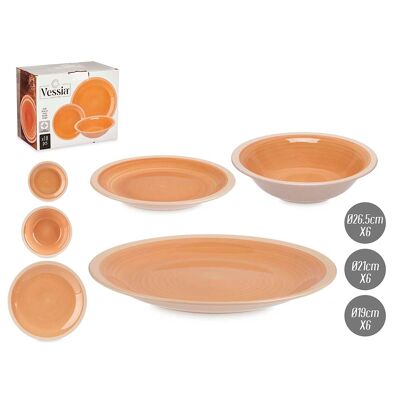 Beige 18-piece ceramic dinnerware set.Color: Beige