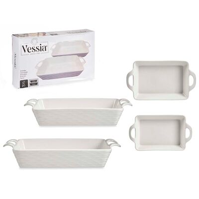 SET DI 2 VASSOI RETTANGOLARI IN PORCELLANA CON MANICI APERTI Colore: Bianco DM90372C01