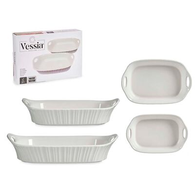 SET DI 2 VASSOI RETTANGOLARI IN PORCELLANA CON MANICI APERTI Colore: Bianco DM90373C01