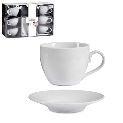 SET 6 TAZAS Y PLATO 420ML BLANCO Color:Blanco