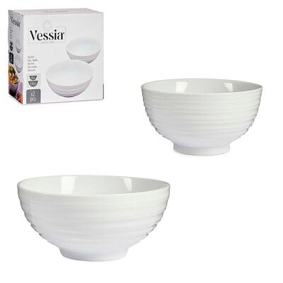 LARGE AND SMALL WHITE BOWL SET Color: White
