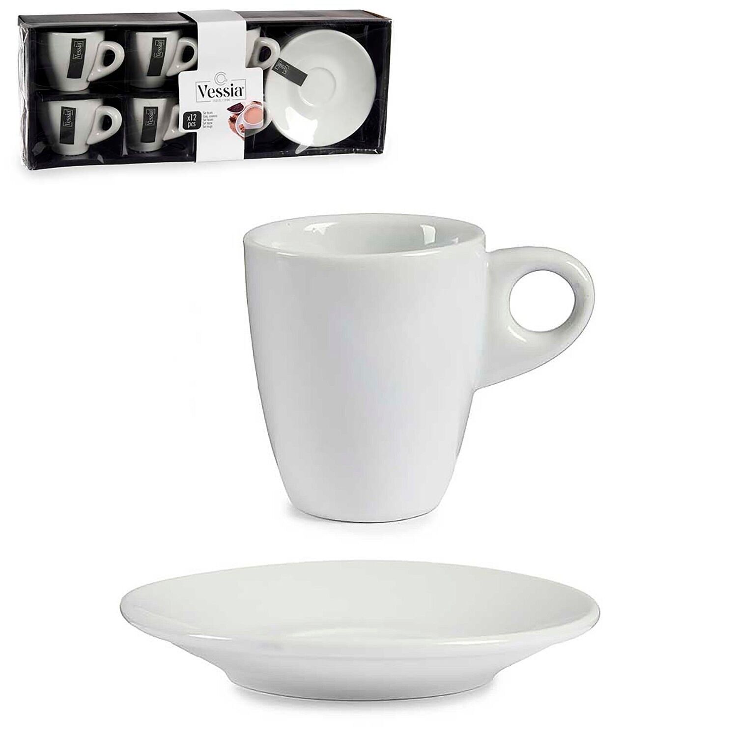 SET OF 6 CUPS AND 90 ML WHITE STAND Color: White