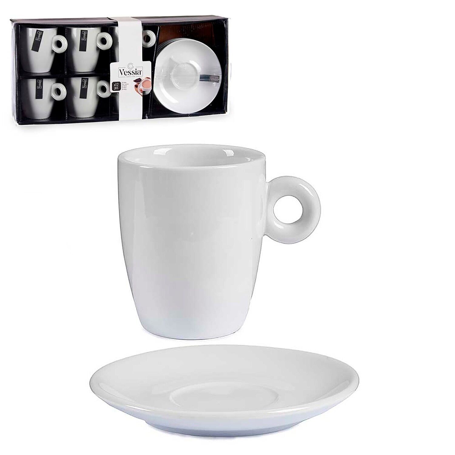 SET OF 6 CUPS WITH SAUCE 220ML Color: White
