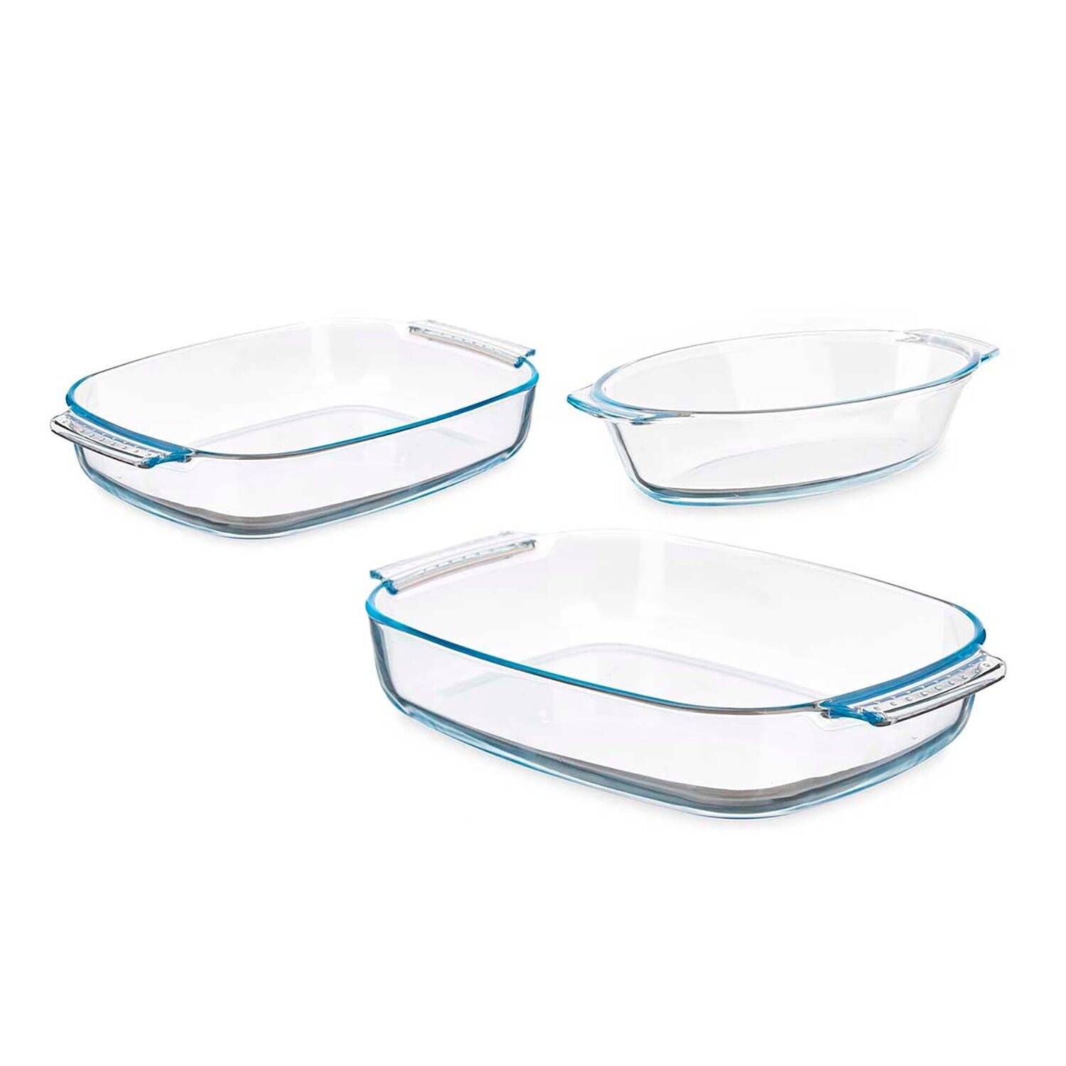 SET OF 3 BOROSILICATE TRAYS 700 2000 3800ML Color: Transparent