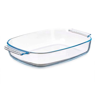 Plateau rectangulaire en borosilicate avec poignées 2000 ml Couleur : Transparent