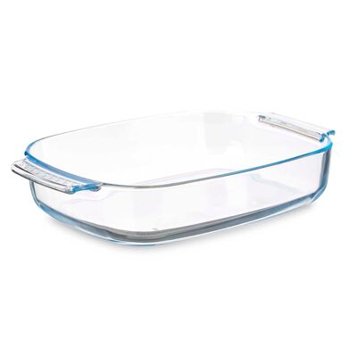 Plateau rectangulaire en borosilicate avec poignées, 3800 ml Couleur : Transparent