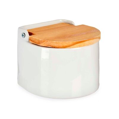 SALIÈRE SEMI-CIRCULAIRE BLANCHE AVEC COUVERCLE Couleur : Blanc