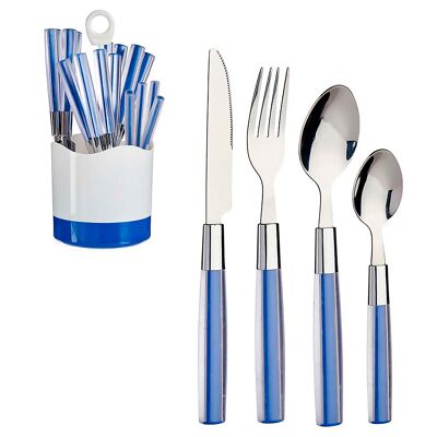 SET DI 16 POSATE IN ACCIAIO INOX CON MANICO PS, BLU OSC Colore: Blu