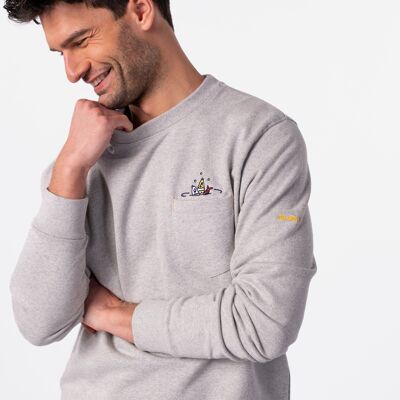 Jeanne x BILLYBELT embroidered gray sweatshirt