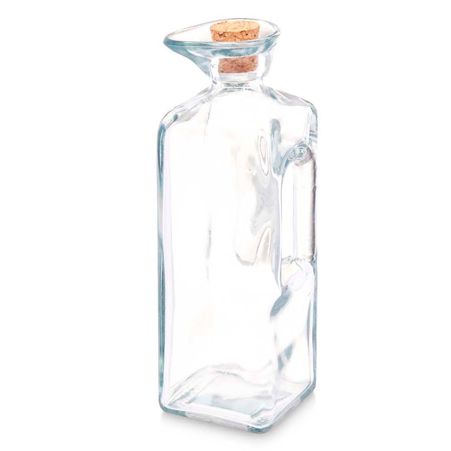 Quadratische Ölkanne mit Henkel und Korkverschluss 330 ml Farbe: Transparent