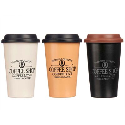 LOT DE 4 TASSES EN CÉRAMIQUE AVEC COUVERCLE EN SILICONE 440 ML ASSORTIES EN 4 COULEURS Couleur : Multicolore