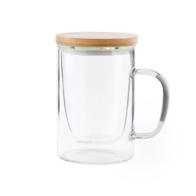 Tazza da tè in borosilicato a doppia parete da 450 ml.Infusore incluso Colore: Trasparente