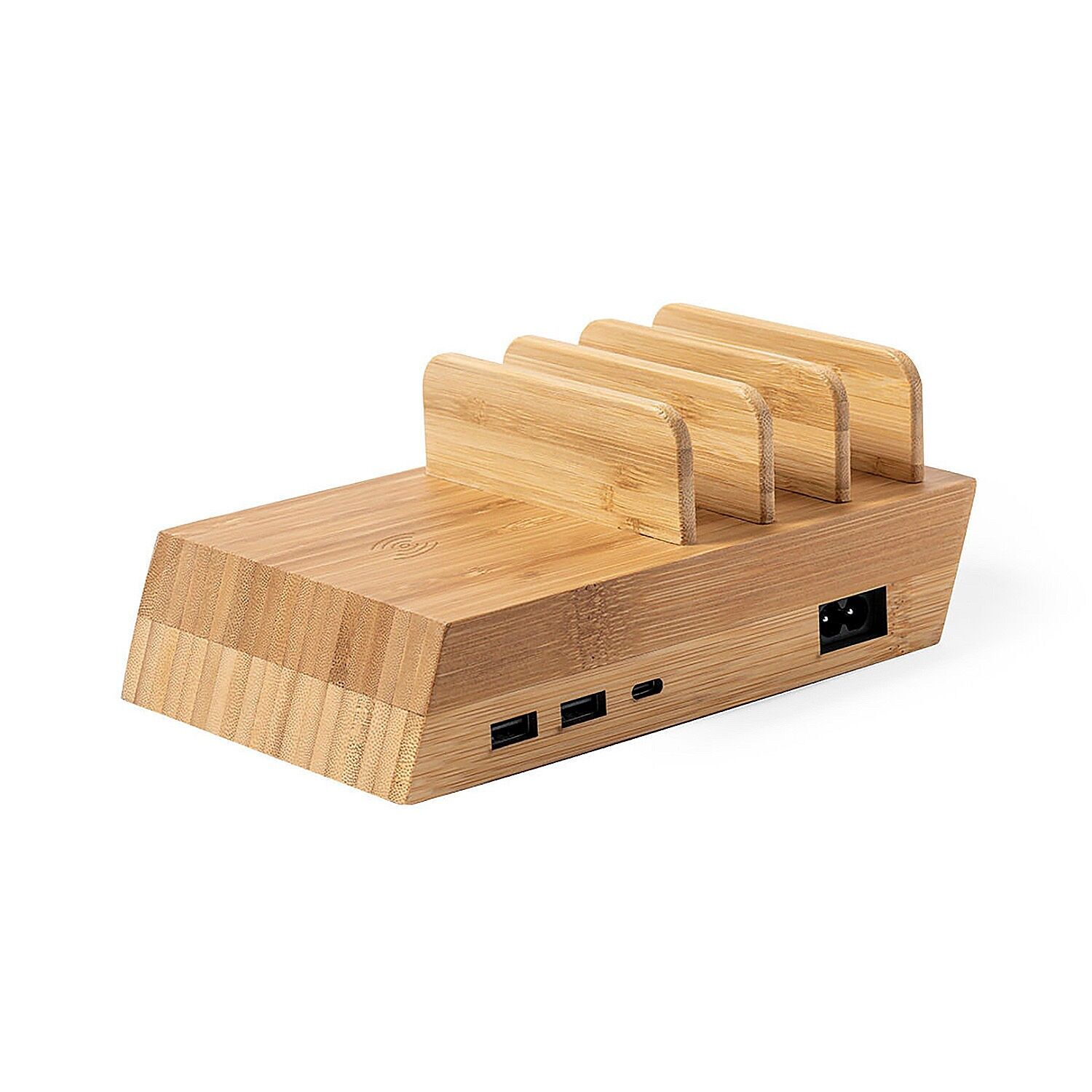 10W Kabellose Ladestation Schnelles Laden 2 USB-Ausgänge und 1 Typ C-Ausgang Farbe: Holz